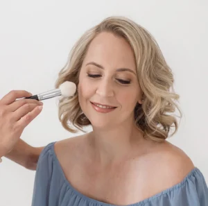 Makeup service provided as part of family portrait photography session in Sarasota studio